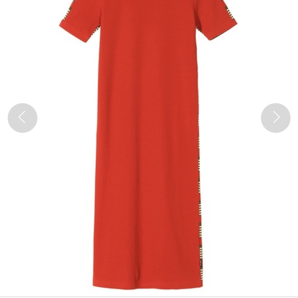 Red Maxi Dress with Side Stripe